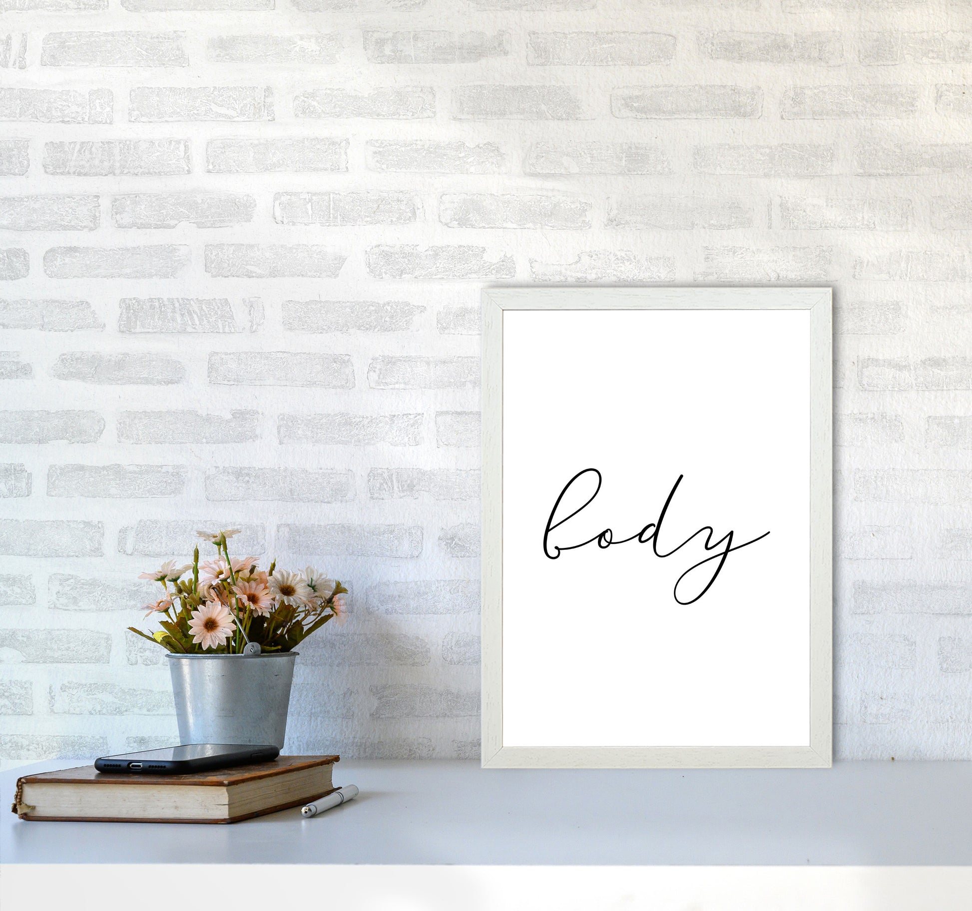 Body Framed Typography Wall Art Print A3 Oak Frame
