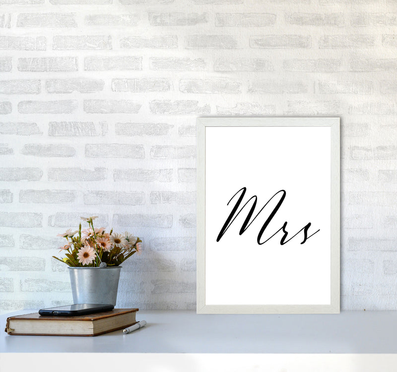 Mrs Framed Typography Wall Art Print A3 Oak Frame