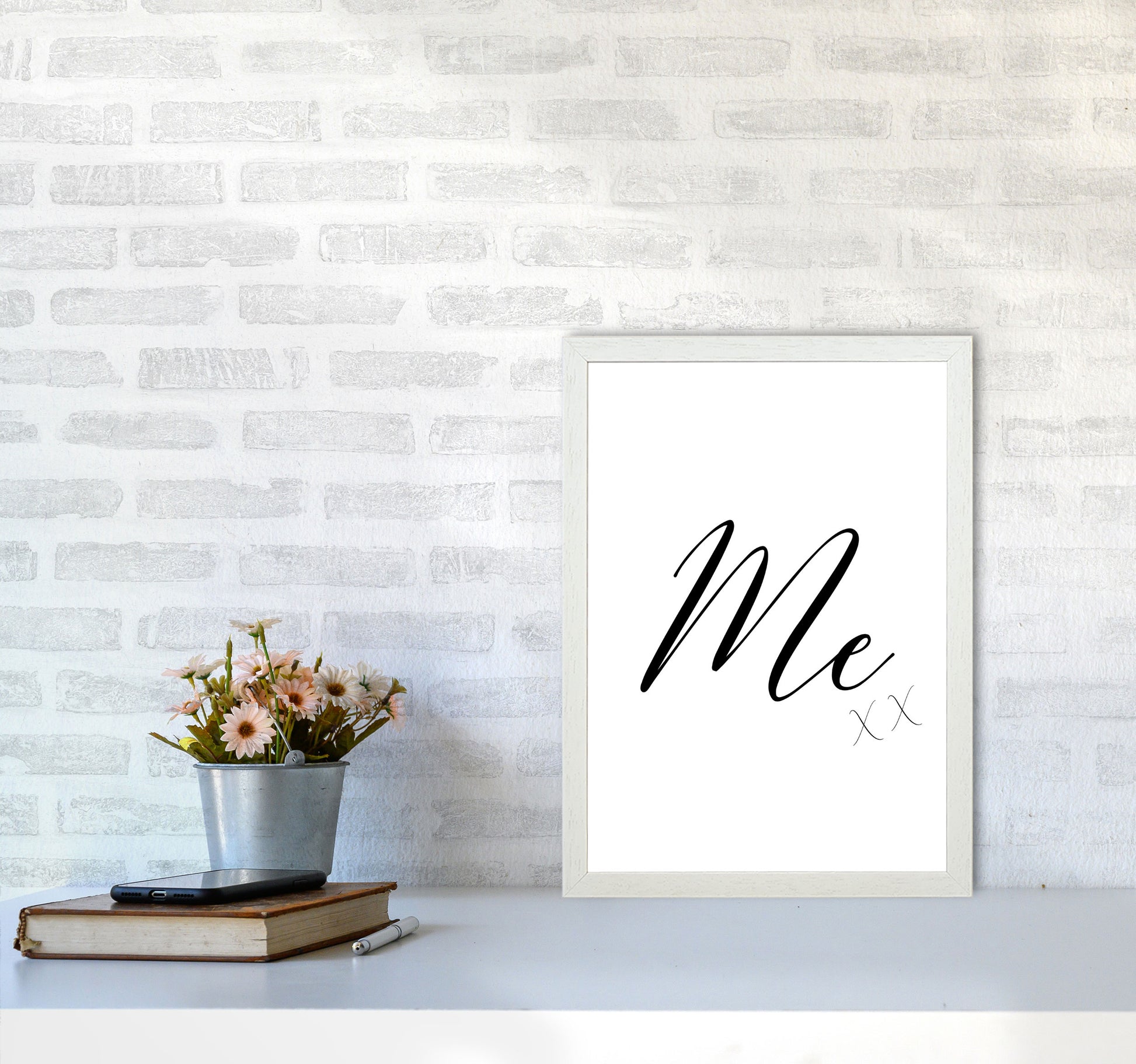 Me Framed Typography Wall Art Print A3 Oak Frame