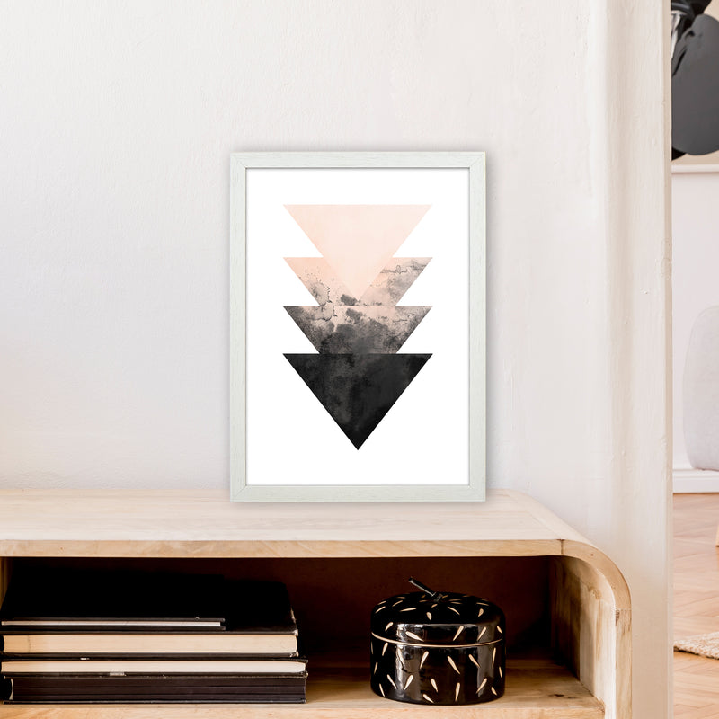 Nude And Black Watercolour 4 Art Print by Pixy Paper A3 Oak Frame