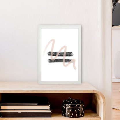 Dalia Chalk Pink And Black Line Contrast  Art Print by Pixy Paper A3 Oak Frame