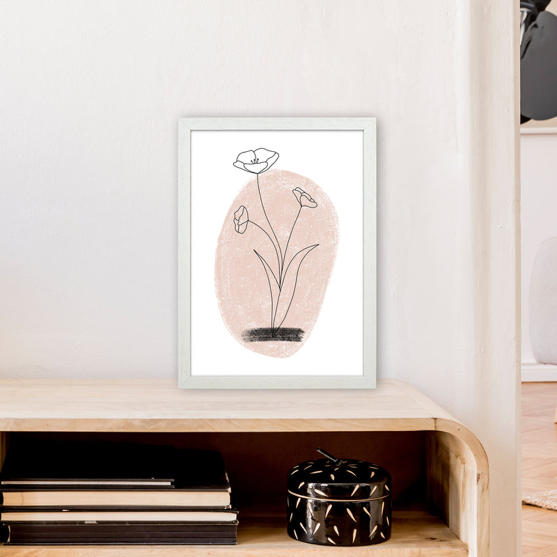 Dalia Chalk Pink Circle Flower  Art Print by Pixy Paper A3 Oak Frame