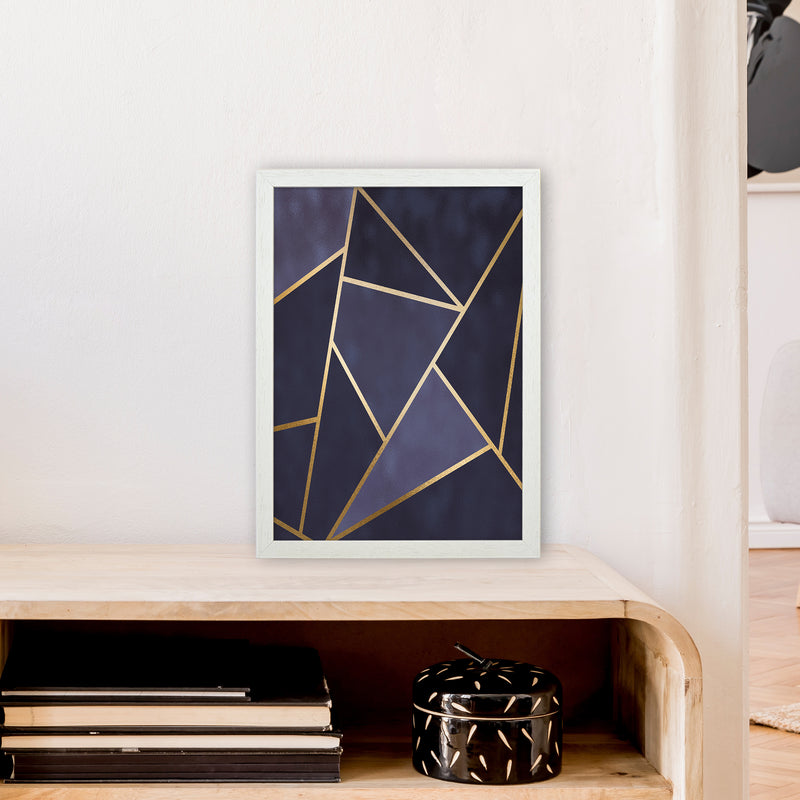 Lux Navy And Gold Geo Print  Art Print by Pixy Paper A3 Oak Frame