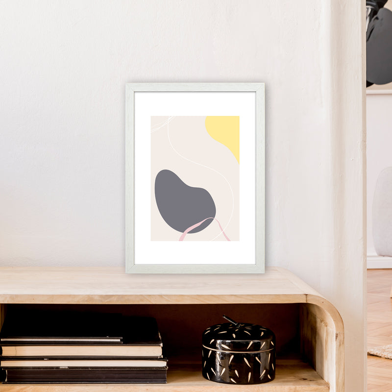 Mila Pink Abstract N19  Art Print by Pixy Paper A3 Oak Frame