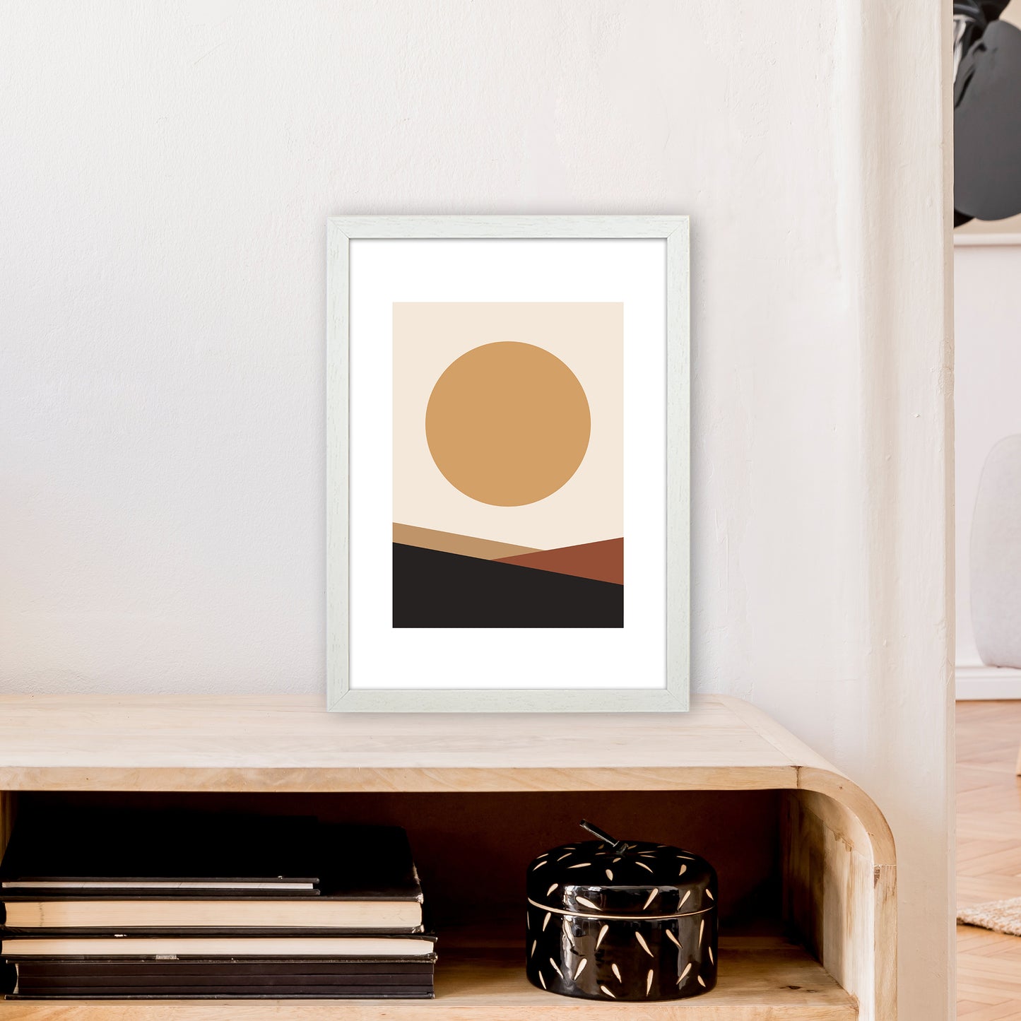 Mica Sand Big Sun N17  Art Print by Pixy Paper A3 Oak Frame