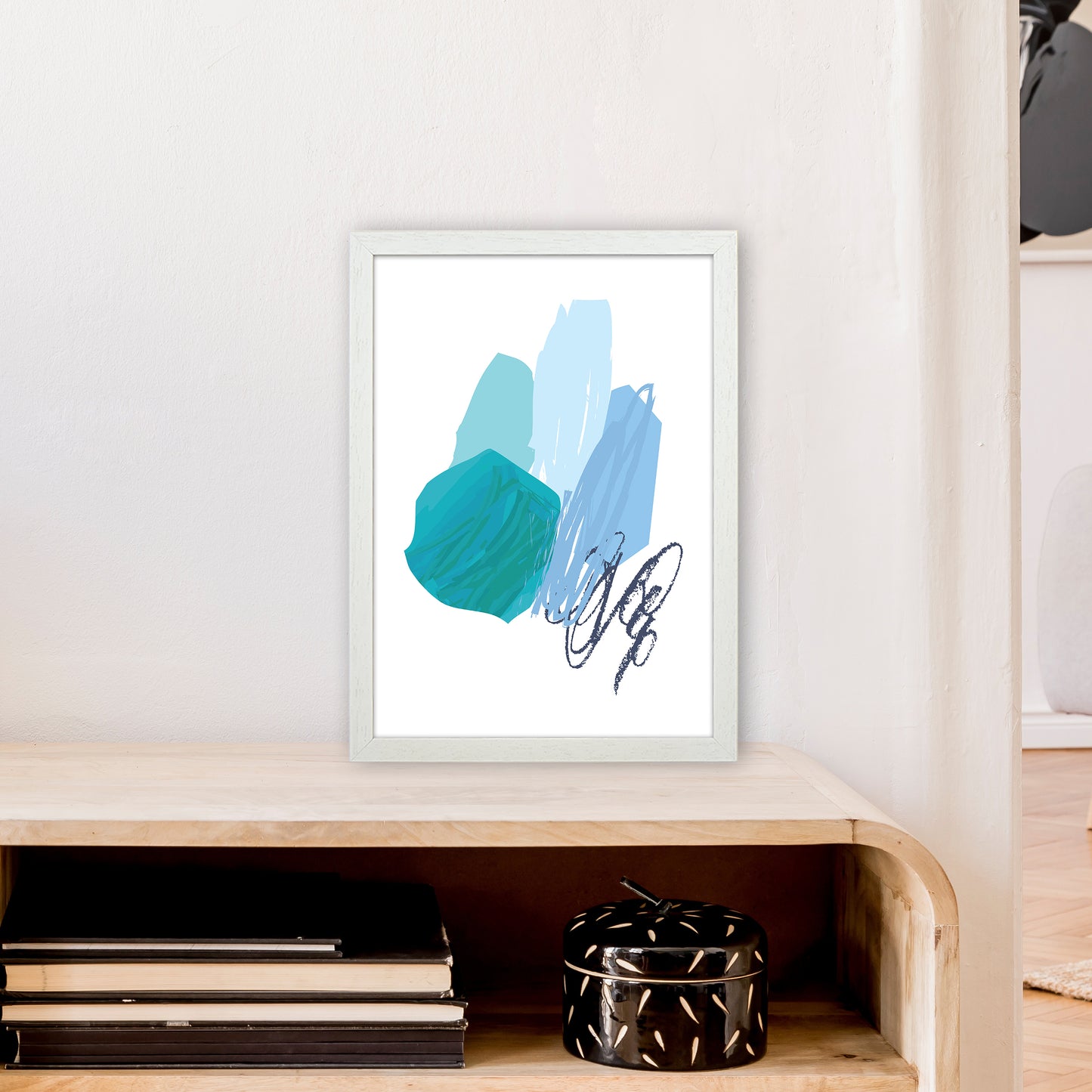 Blue Palette Drawings  Art Print by Pixy Paper A3 Oak Frame