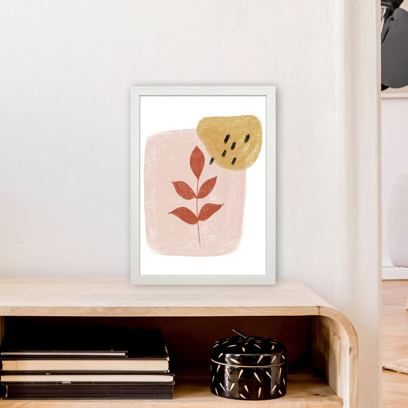 Dalia Chalk Red Leaf  Art Print by Pixy Paper A3 Oak Frame