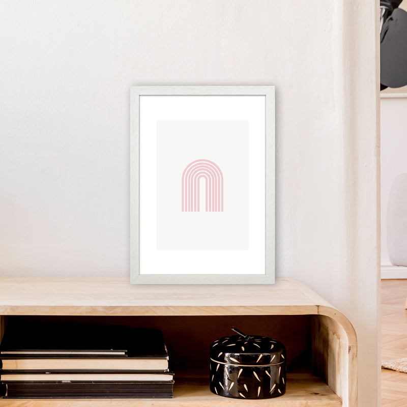 Mila Pink Rainbow N8  Art Print by Pixy Paper A3 Oak Frame