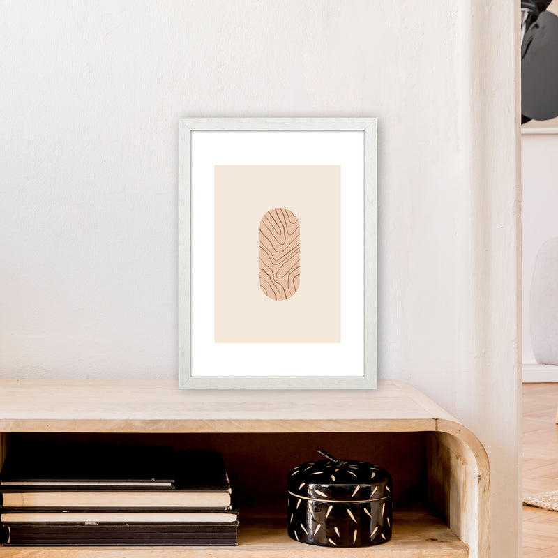 Mica Sand Leaf N12  Art Print by Pixy Paper A3 Oak Frame