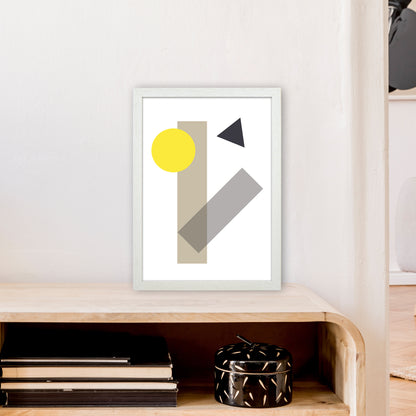 Random Geo Yellow  Art Print by Pixy Paper A3 Oak Frame