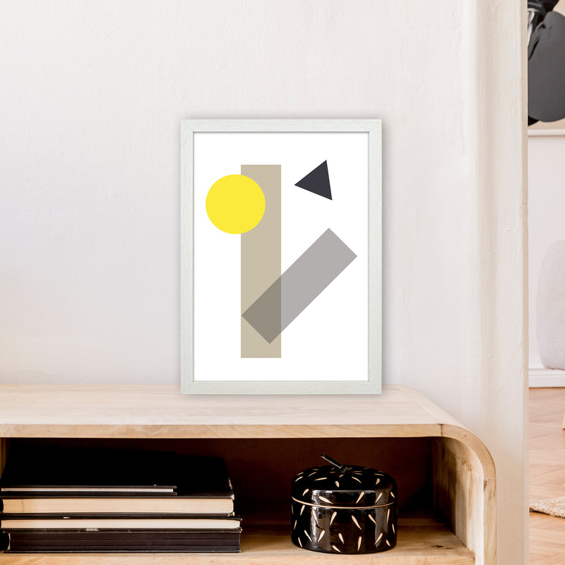 Random Geo Yellow  Art Print by Pixy Paper A3 Oak Frame