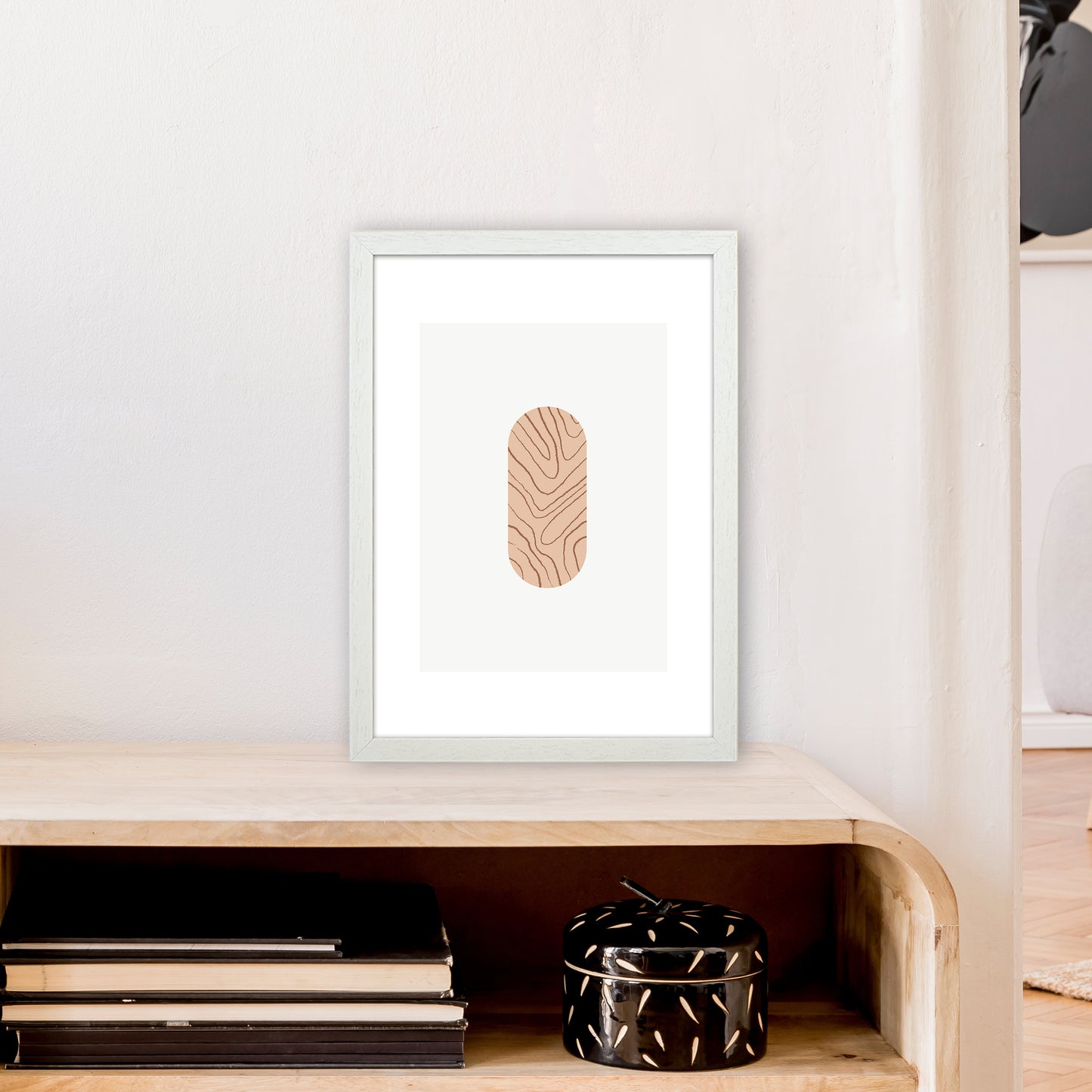 Mila Leaf Pink N2  Art Print by Pixy Paper A3 Oak Frame