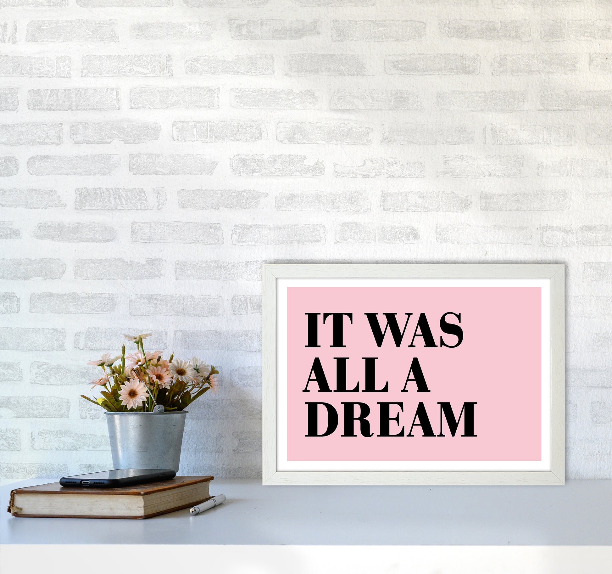 It Was All A Dream Neon Funk  Art Print by Pixy Paper A3 Oak Frame