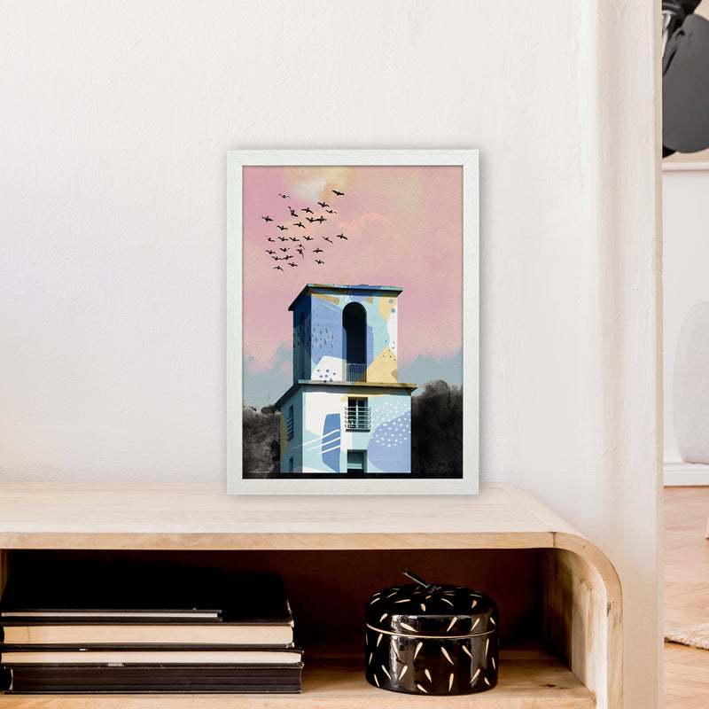 Pop Art Concrete Tower  Art Print by Pixy Paper A3 Oak Frame