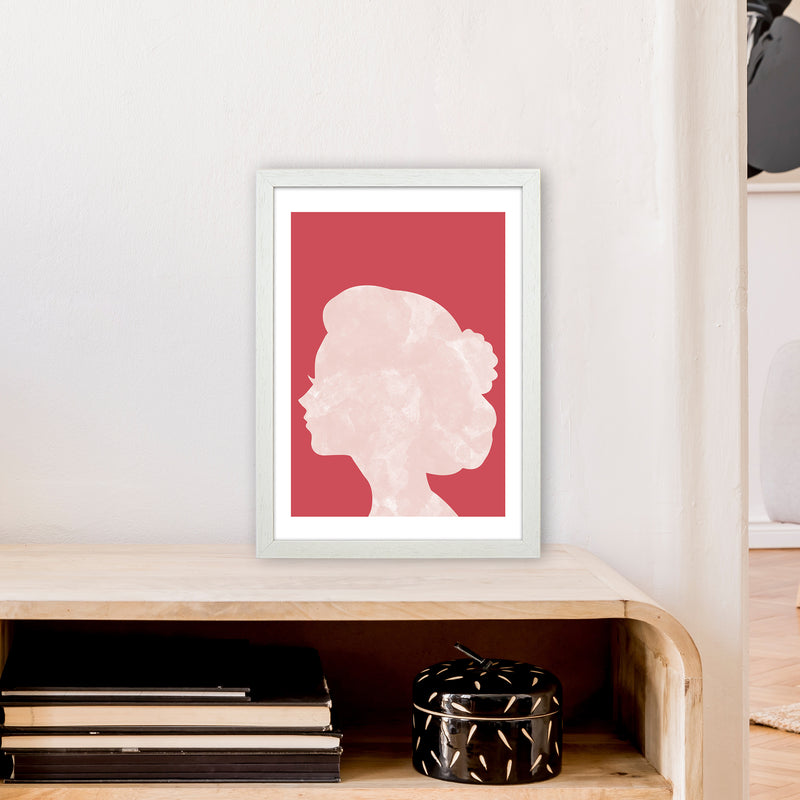 Marble Head Red  Art Print by Pixy Paper A3 Oak Frame