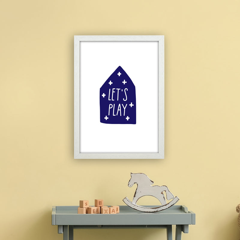 Let'S Play House Navy Super Scandi  Art Print by Pixy Paper A3 Oak Frame