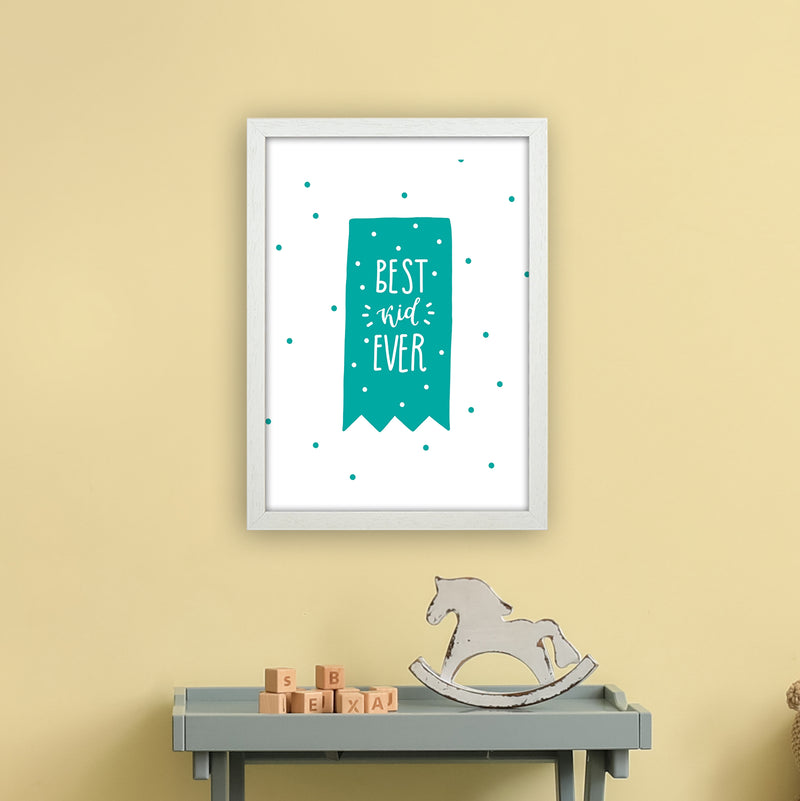 Best Day Ever Teal Super Scandi  Art Print by Pixy Paper A3 Oak Frame