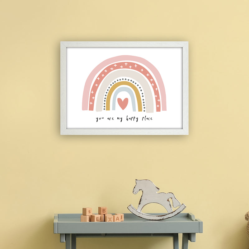 You Are My Happy Place Rainbow  Art Print by Pixy Paper A3 Oak Frame