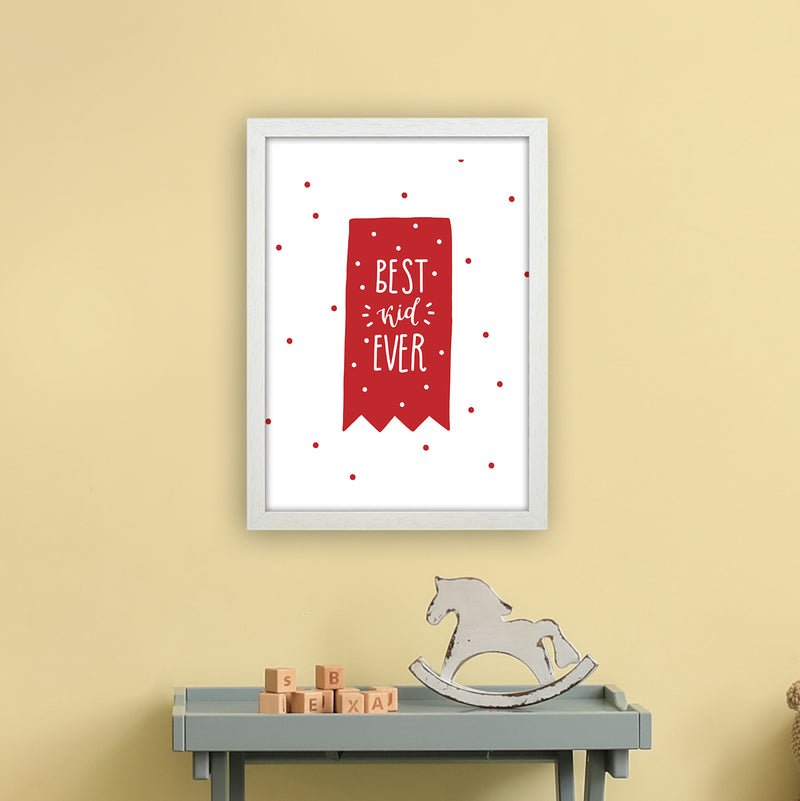 Best Kid Ever Red Super Scandi  Art Print by Pixy Paper A3 Oak Frame