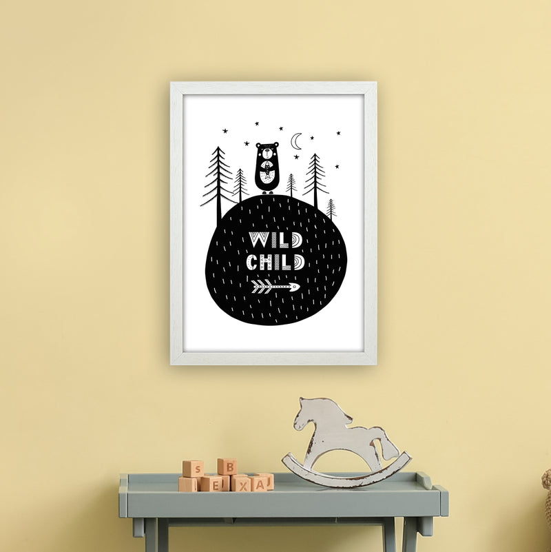 Wild Child Forest Bear  Art Print by Pixy Paper A3 Oak Frame