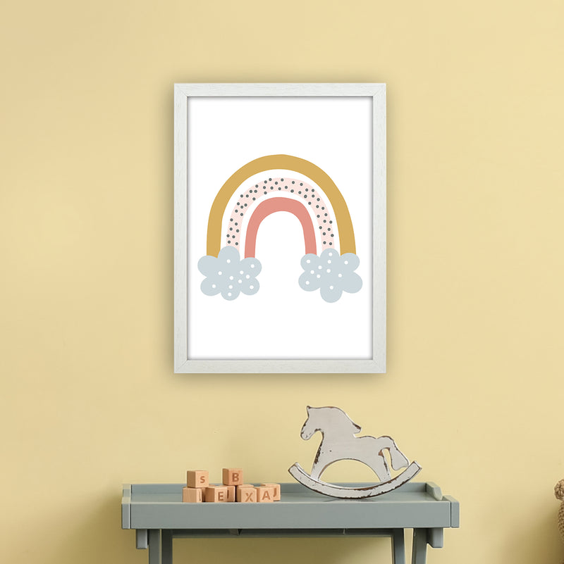 Rainbow With Clouds  Art Print by Pixy Paper A3 Oak Frame