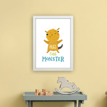 Little Monsters Hug  Art Print by Pixy Paper A3 Oak Frame