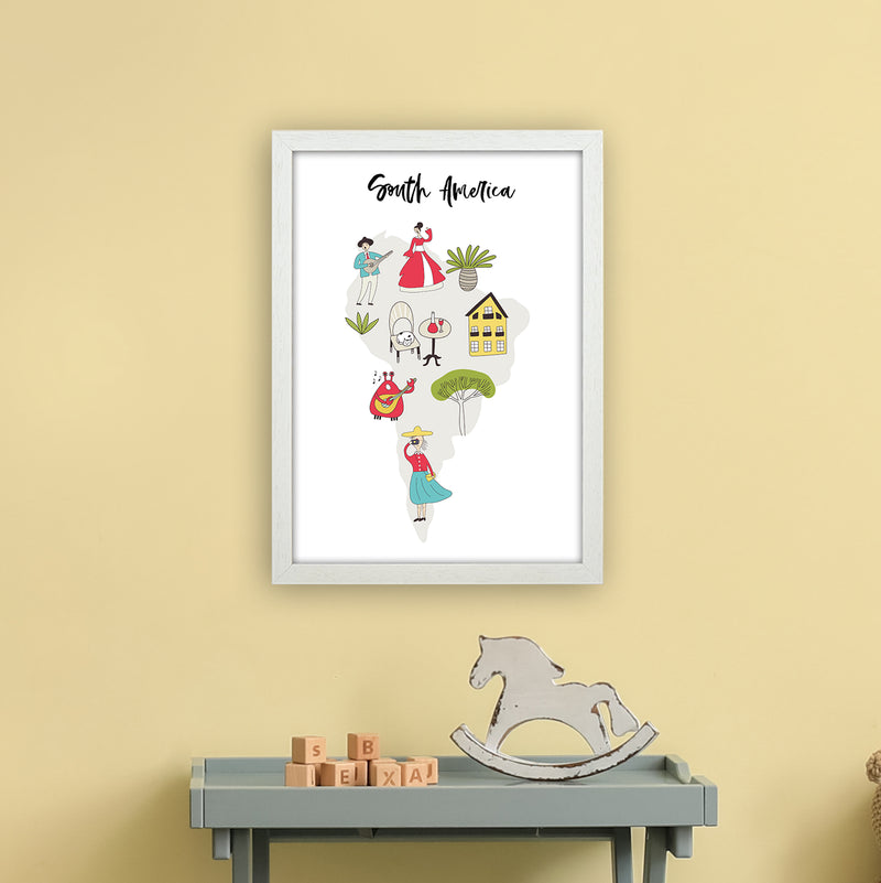 South America Map  Art Print by Pixy Paper A3 Oak Frame