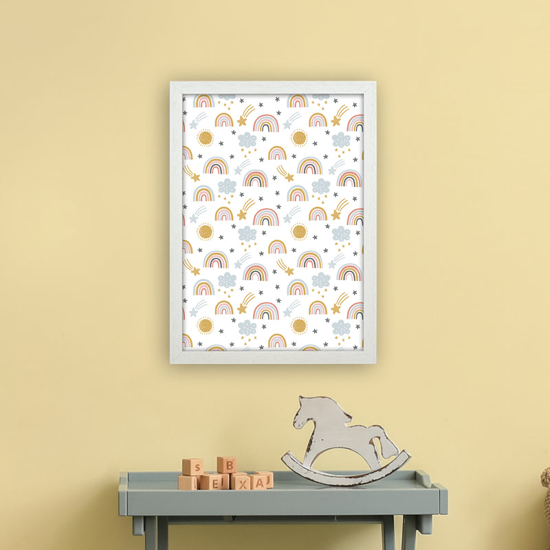 Rainbow Pattern  Art Print by Pixy Paper A3 Oak Frame