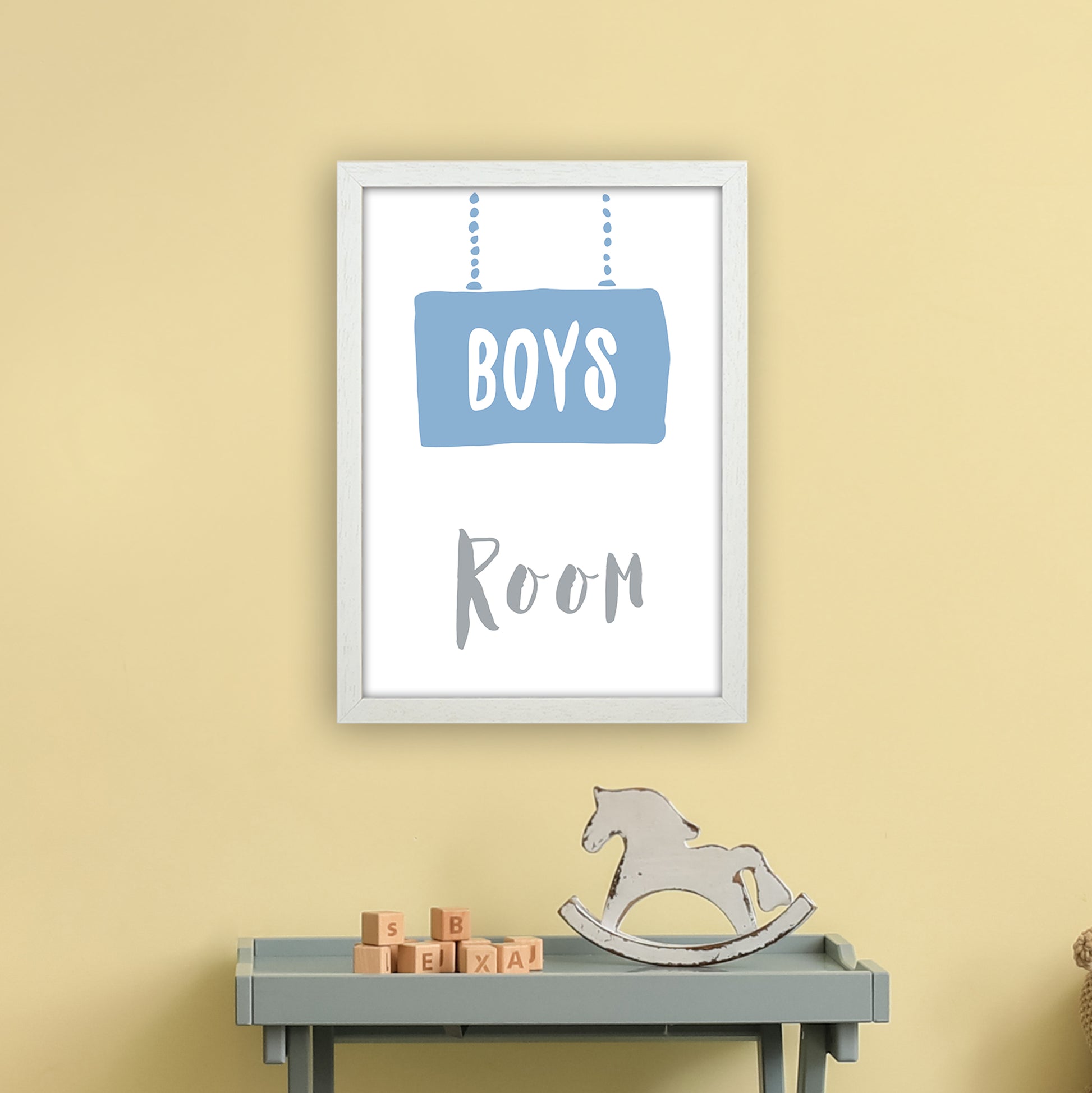 Boys Room Blue  Art Print by Pixy Paper A3 Oak Frame