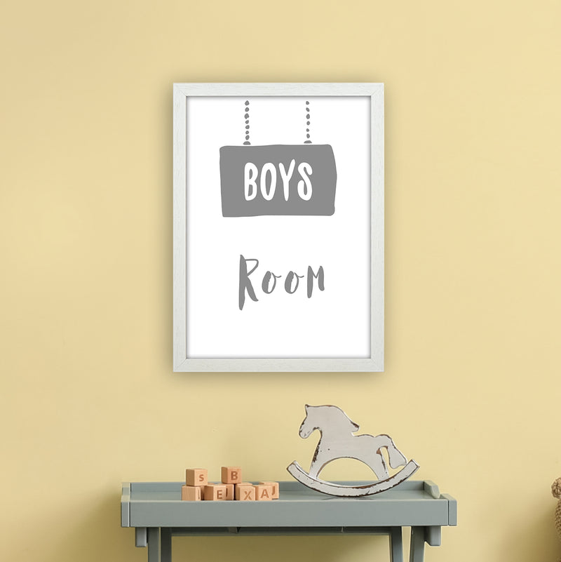 Boys Room Grey  Art Print by Pixy Paper A3 Oak Frame