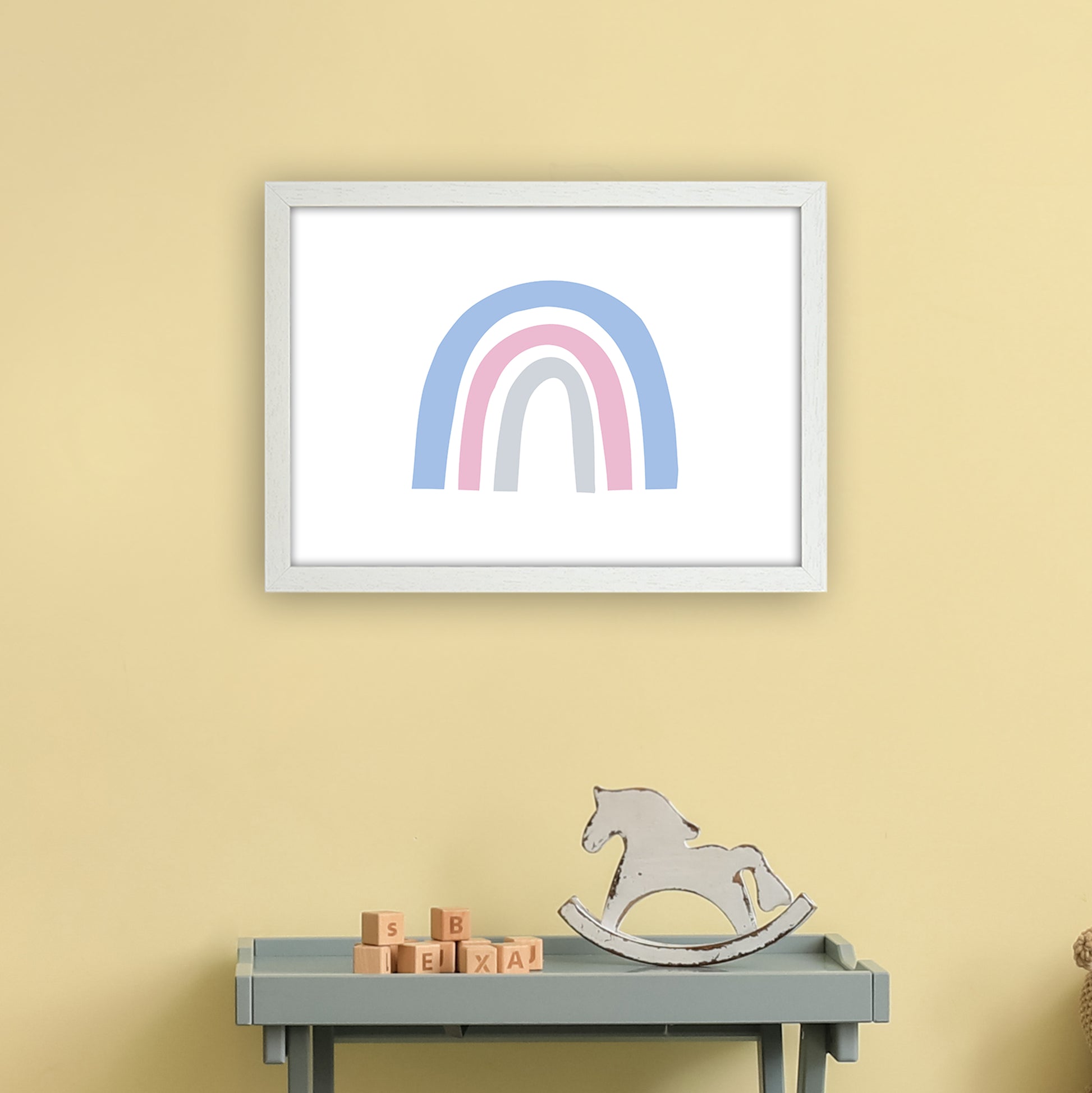 Rainbow Blue  Art Print by Pixy Paper A3 Oak Frame