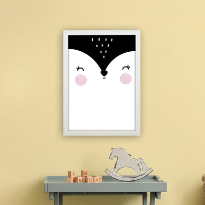 Penguin Face  Art Print by Pixy Paper A3 Oak Frame
