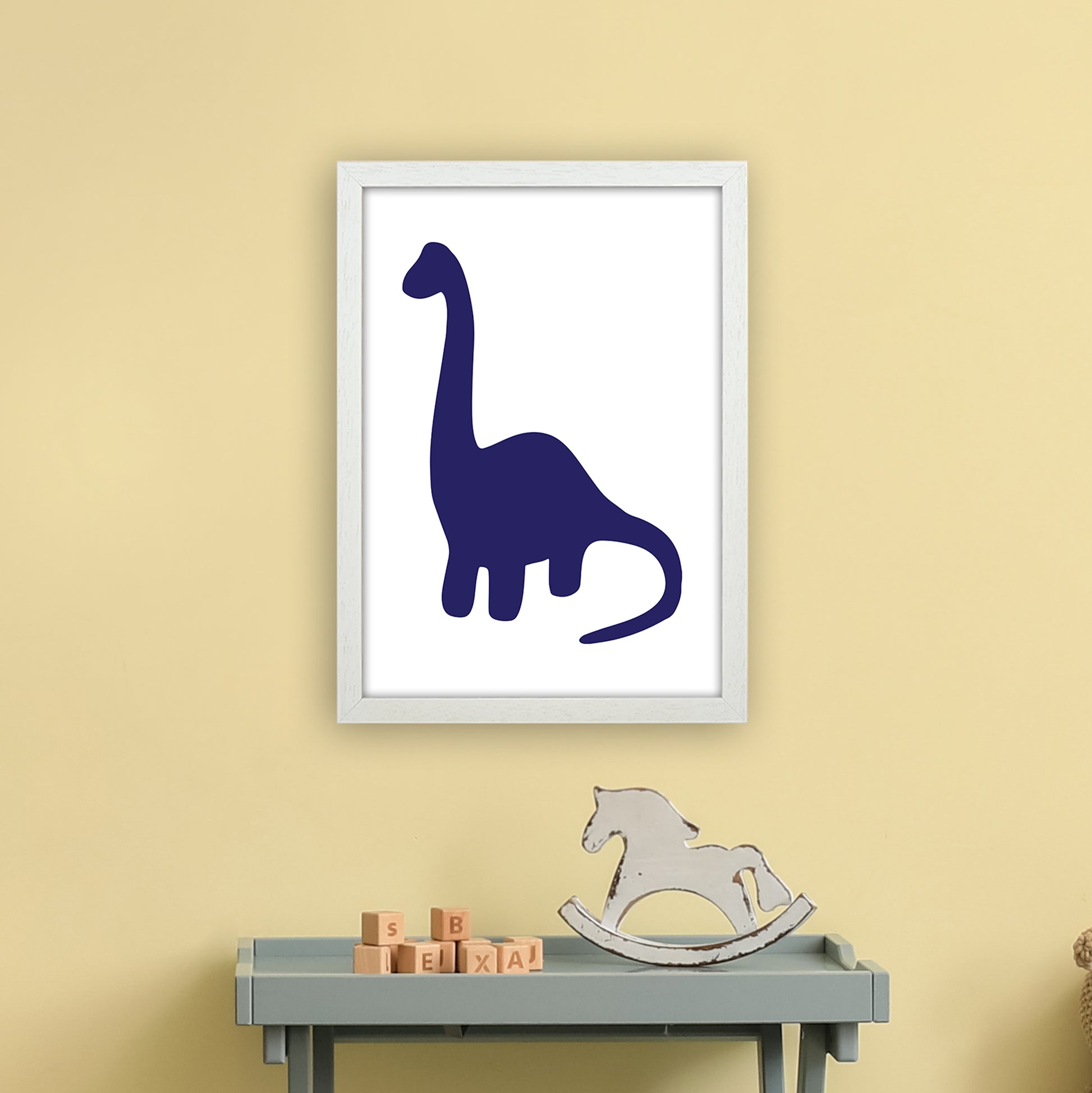 Brach Navy  Art Print by Pixy Paper A3 Oak Frame