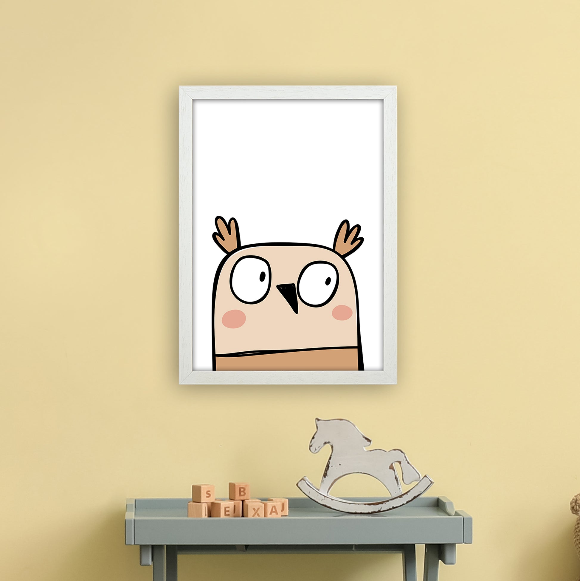 Owl  Art Print by Pixy Paper A3 Oak Frame