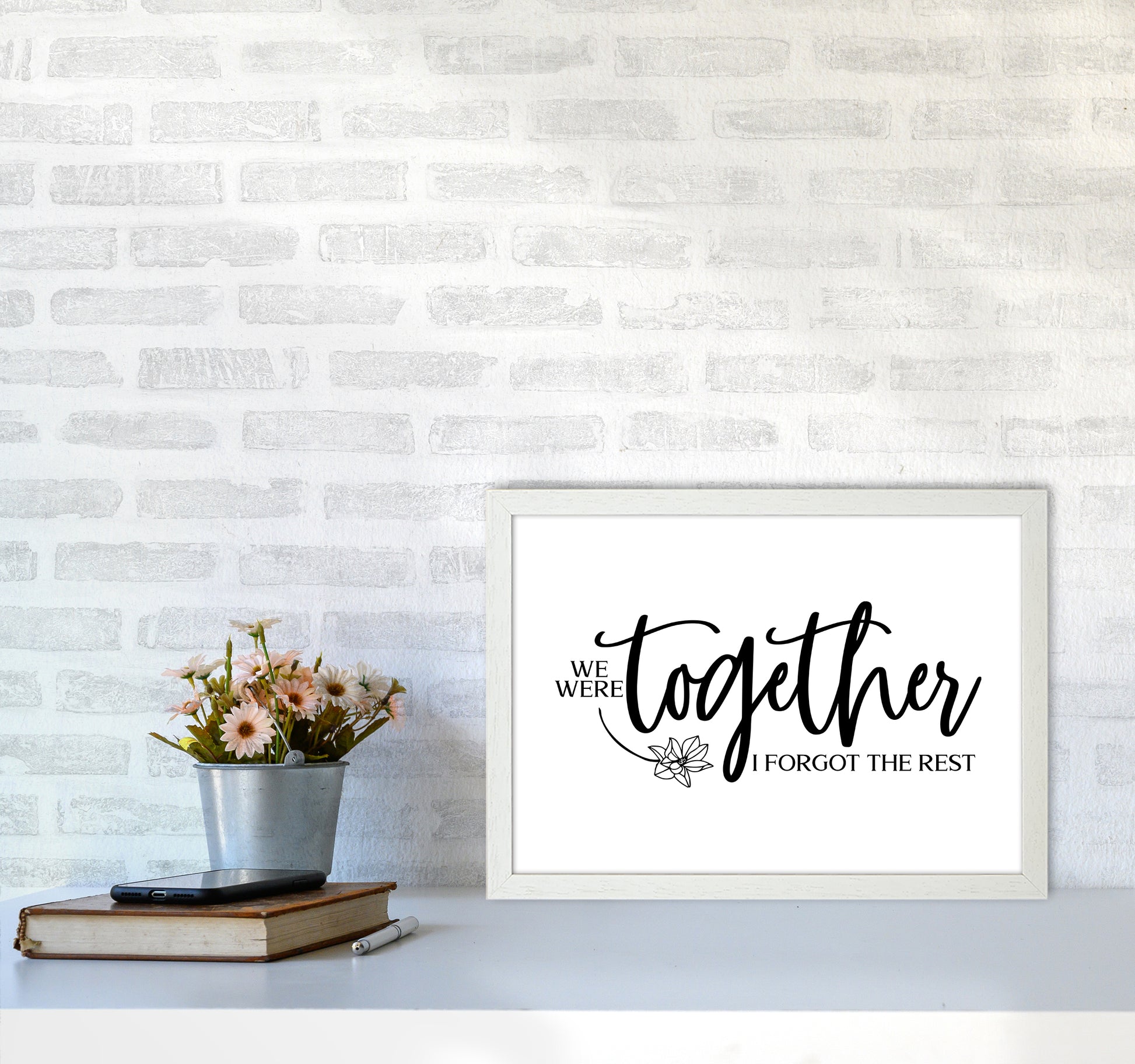 We Were Together Landscape  Art Print by Pixy Paper A3 Oak Frame