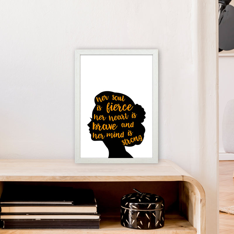 Her Soul Is Fierce Orange  Art Print by Pixy Paper A3 Oak Frame