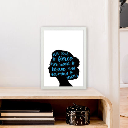 Her Soul Is Fierce Blue  Art Print by Pixy Paper A3 Oak Frame