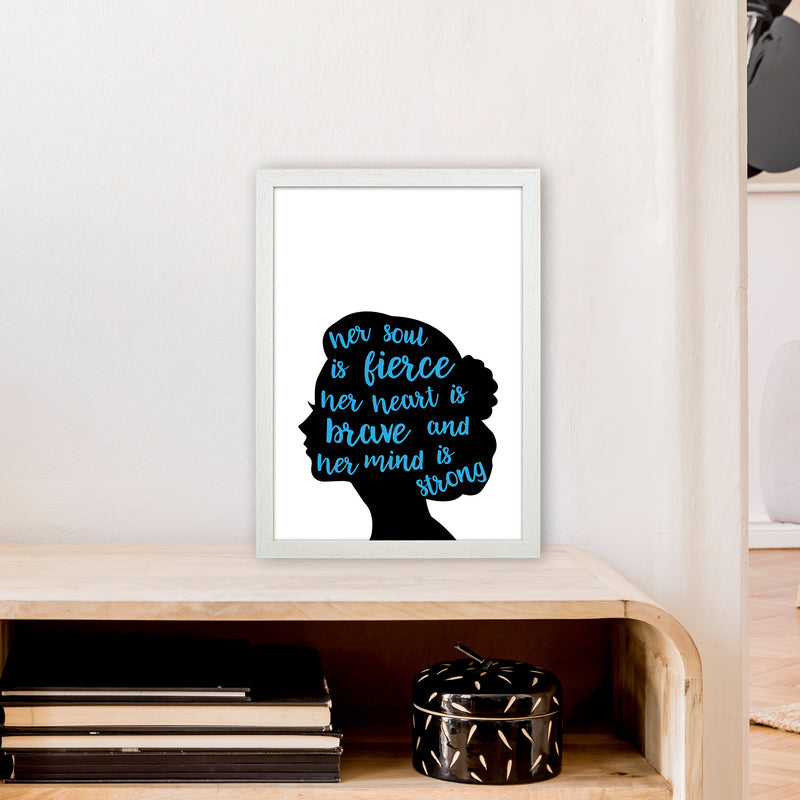 Her Soul Is Fierce Blue  Art Print by Pixy Paper A3 Oak Frame