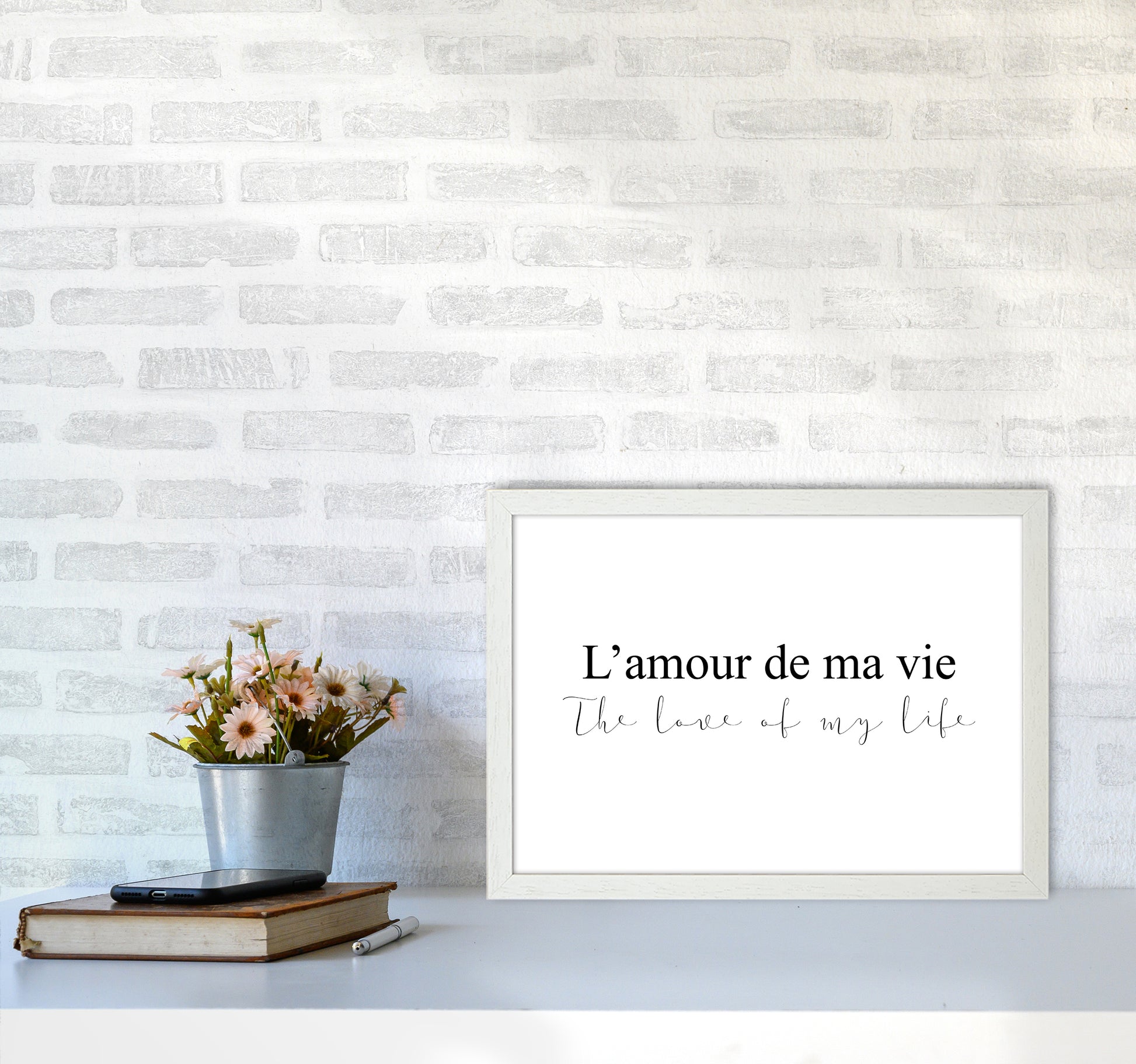 L'Amour De Ma Vie  Art Print by Pixy Paper A3 Oak Frame