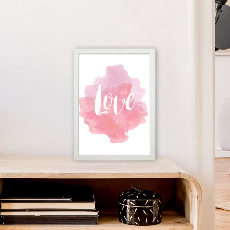 Love Watercolour  Art Print by Pixy Paper A3 Oak Frame
