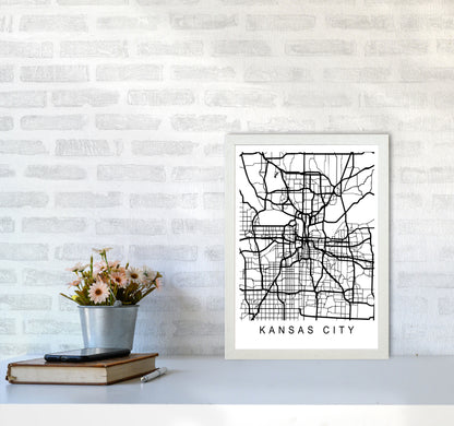 Kansas City Map Art Print by Pixy Paper A3 Oak Frame
