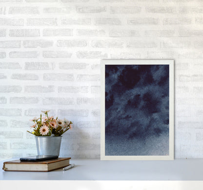 Sand Navy Watercolour Art Print by Pixy Paper A3 Oak Frame
