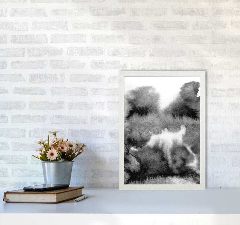 Majestic Monochrome Watercolour 17 Art Print by Pixy Paper A3 Oak Frame