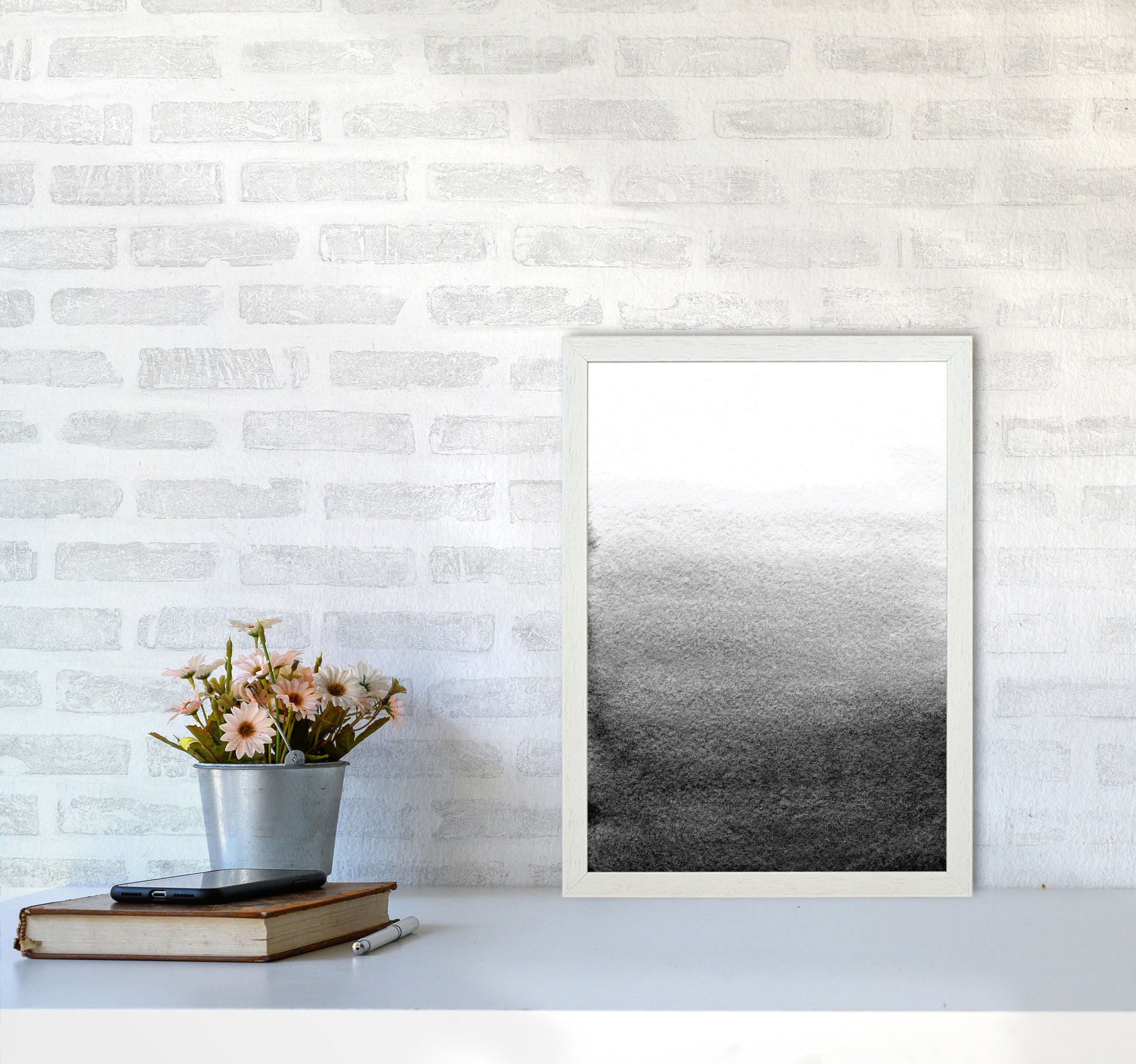 Majestic Monochrome Watercolour 13 Art Print by Pixy Paper A3 Oak Frame