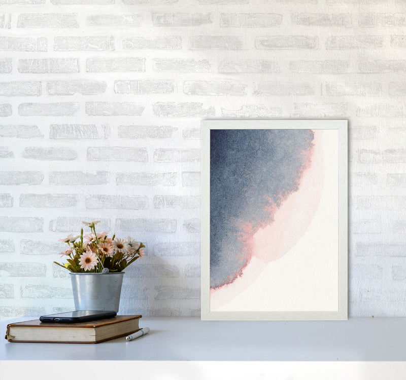 Sand Pink and Navy Watercolour 02 Art Print by Pixy Paper A3 Oak Frame
