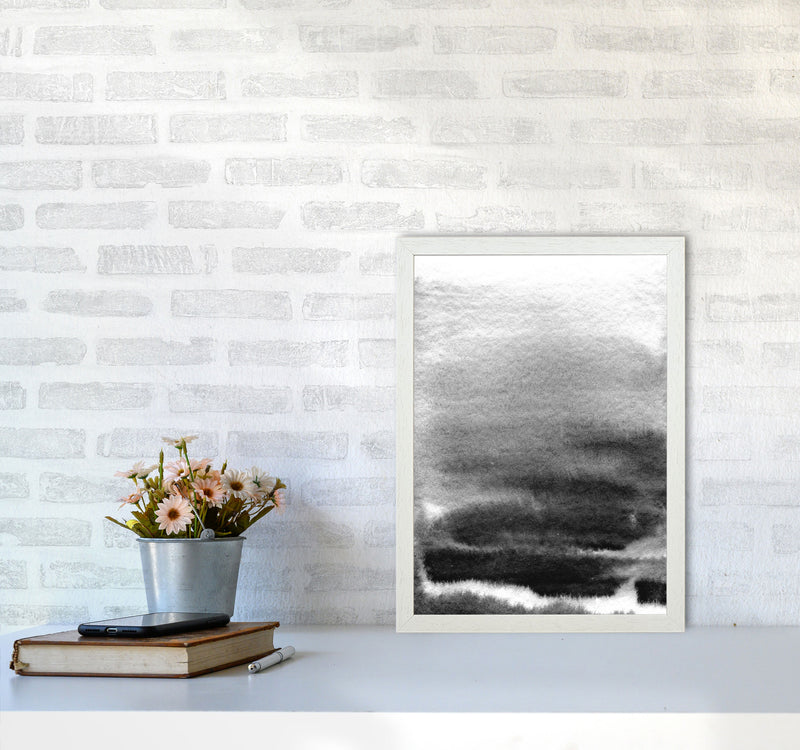 Majestic Monochrome Watercolour 02 Art Print by Pixy Paper A3 Oak Frame