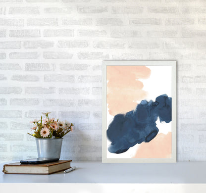 Aztec Blush and Navy Watercolour 02 Art Print by Pixy Paper A3 Oak Frame