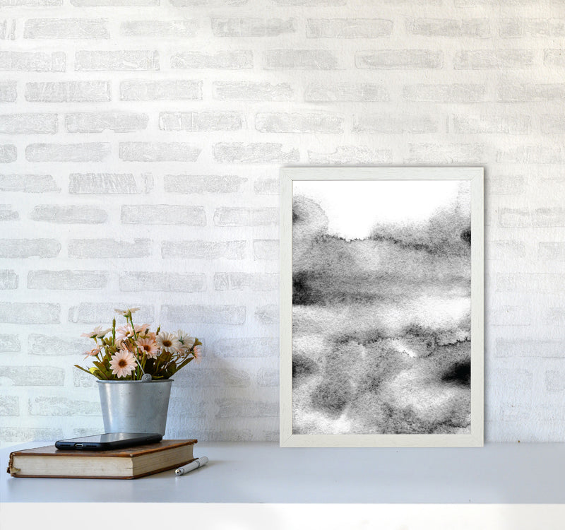Majestic Monochrome Watercolour 04 Art Print by Pixy Paper A3 Oak Frame