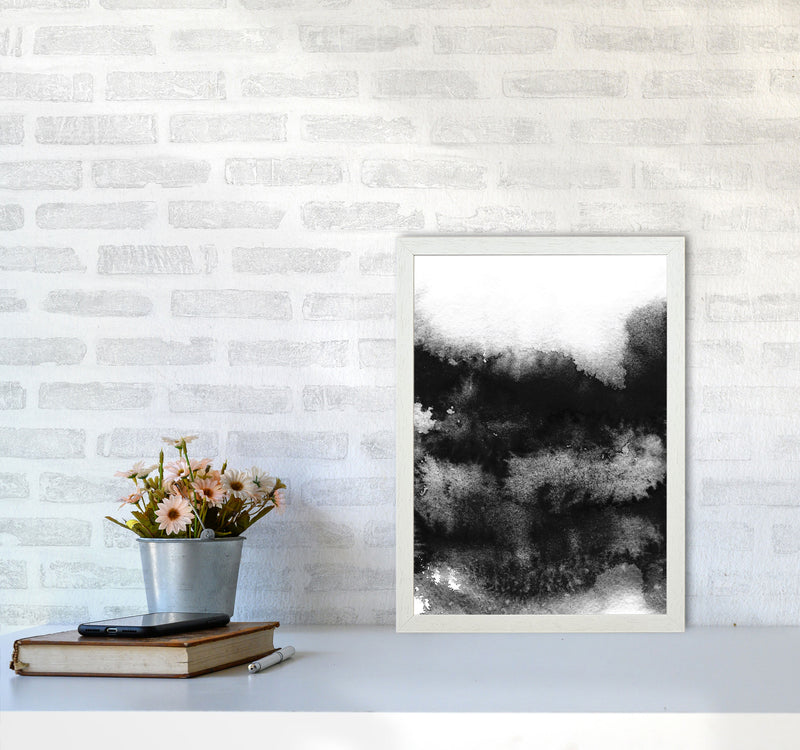 Majestic Monochrome Watercolour 05 Art Print by Pixy Paper A3 Oak Frame