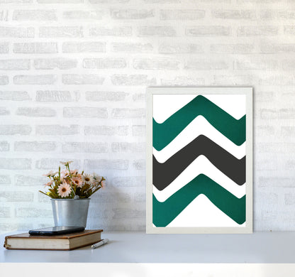 Zig zags emerald Art Print by Pixy Paper A3 Oak Frame